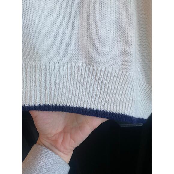 Vintage 80s Alfred Dunner Nautical Blue & White Striped Appliqué Sweater-Size L - Picture 6 of 8